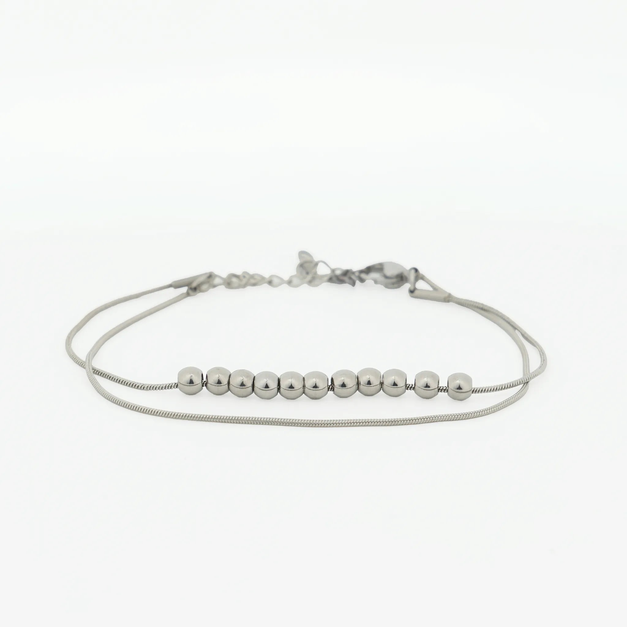 Zilveren Bead fidget armband van RVS met beweegbare kralen, minimalistisch en rustgevend – Luminora