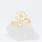 Daisy fidget ring in goud met draaibare bloem voor ontspanning