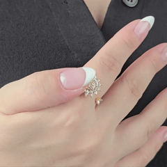 Animatie van draaiende Sunflower fidget ring in goud met zonnebloem