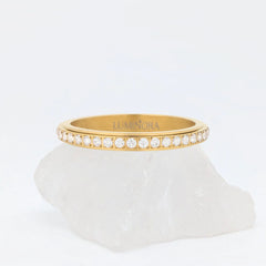 Gouden Haven fidget ring van stainless steel met subtiele kristallen en glanzende afwerking – Luminora