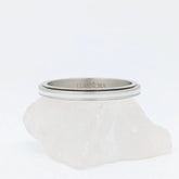Ivory fidget ring in zilver met dunne witte lijn – minimalistisch en rustgevend – Luminora