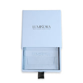 Blauw Luminora sieradendoosje met zachte suède pouch voor ringen en sieraden, ideaal als cadeauverpakking – Luminora