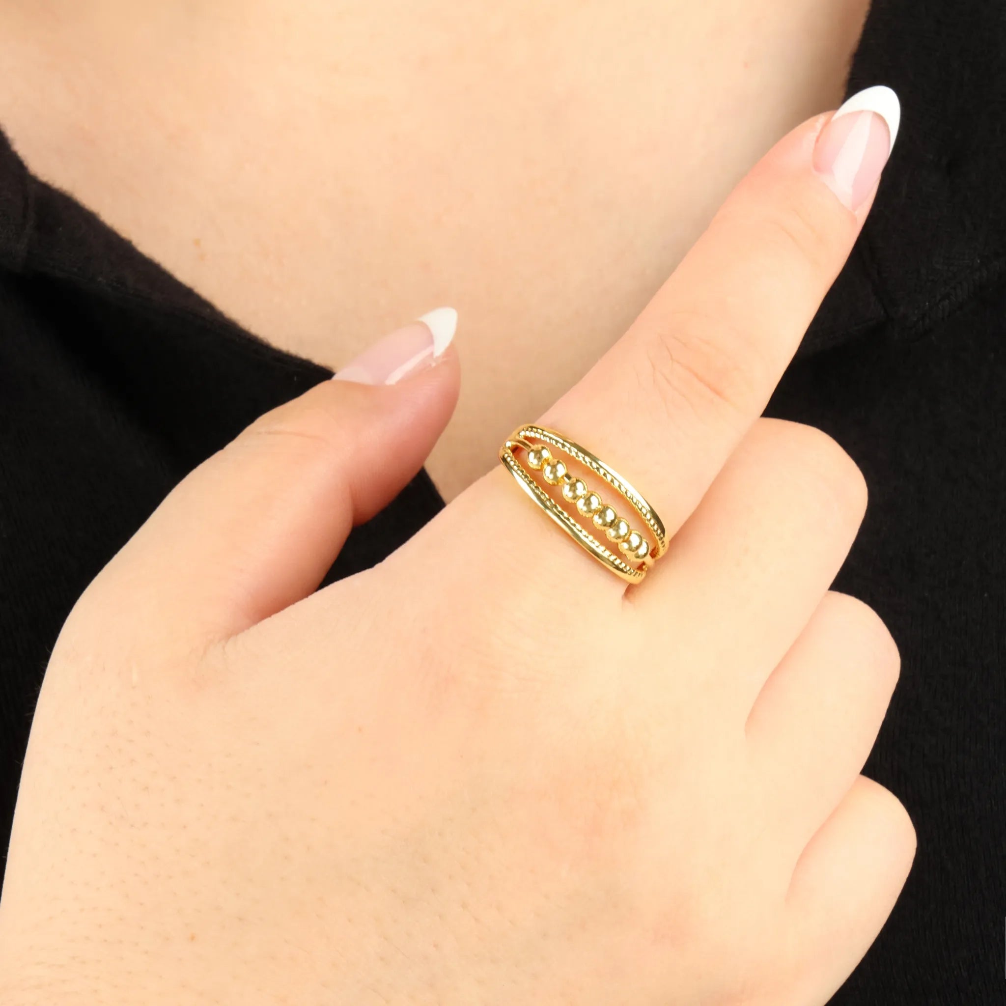 Pendulum stress ring met dubbele lagen en beweegbare kralen – ontworpen voor ontspanning