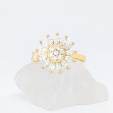 Sunflower fidget ring in goud met draaibare zonnebloem voor ontspanning