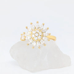 Sunflower fidget ring in goud met draaibare zonnebloem voor ontspanning