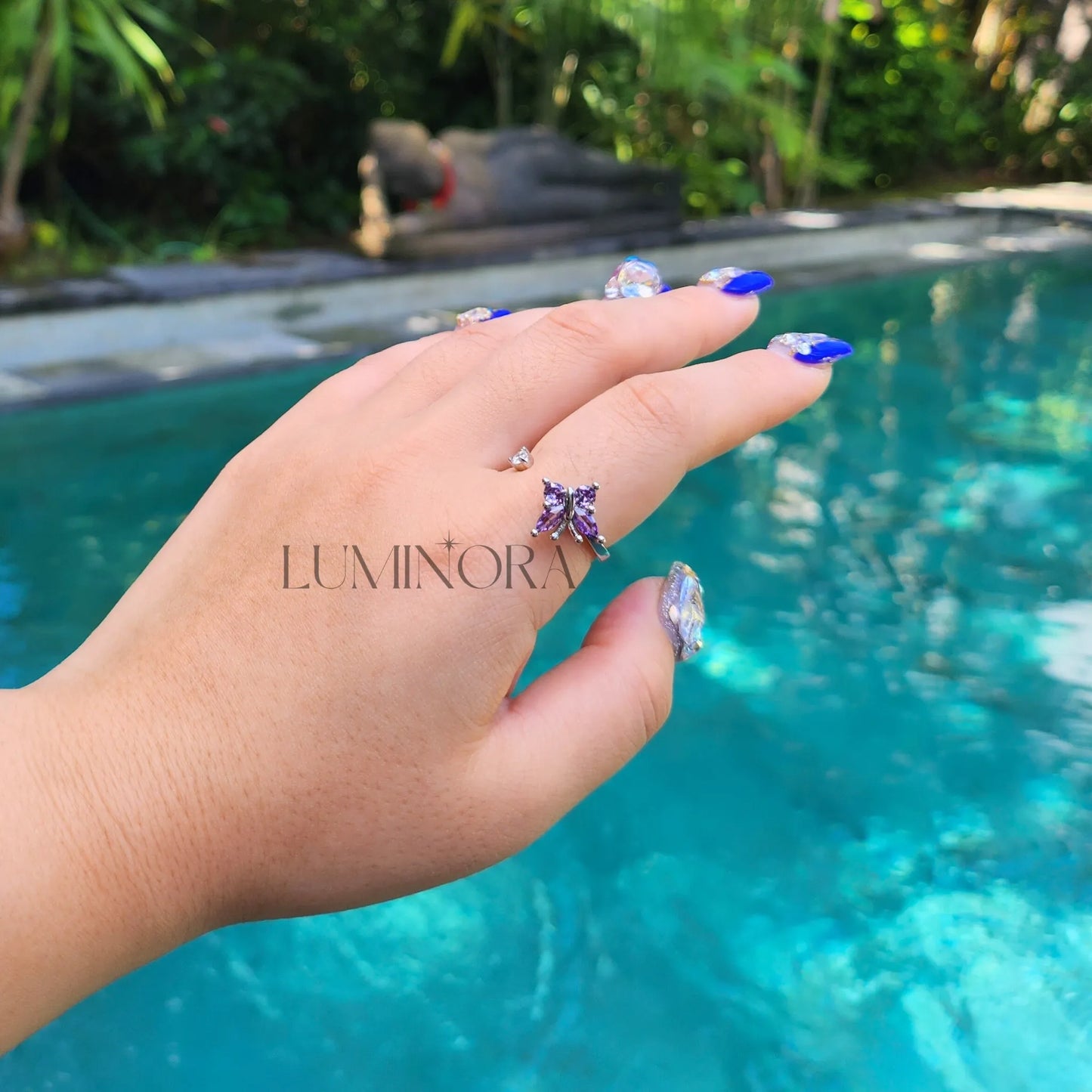 BAGUE PAPILLON VIOLET 