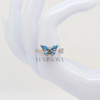 S925 CRYSTAL BUTTERFLY RING