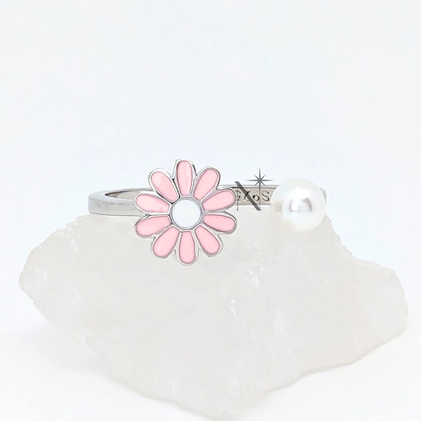 S925 DAISY PEARL RING