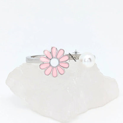 S925 DAISY PEARL RING