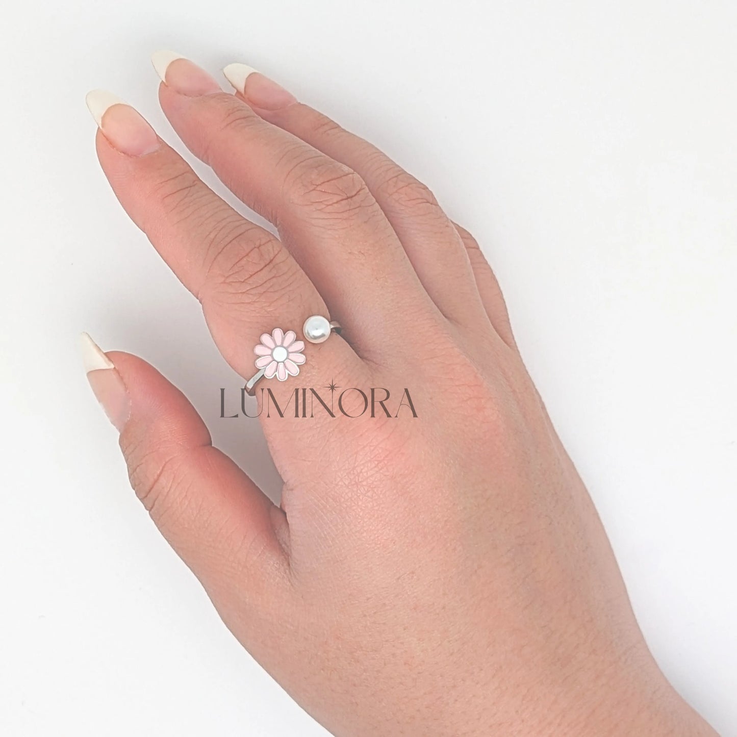 S925 DAISY PEARL RING