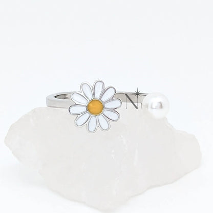 S925 DAISY PEARL RING