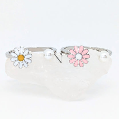 S925 DAISY PEARL RING