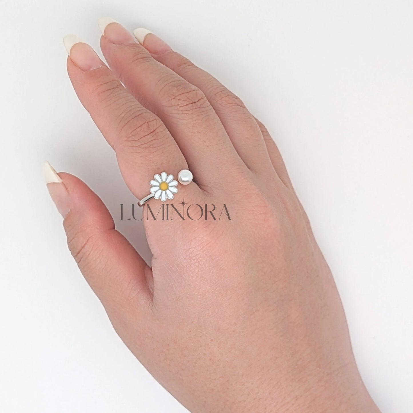 S925 DAISY PEARL RING