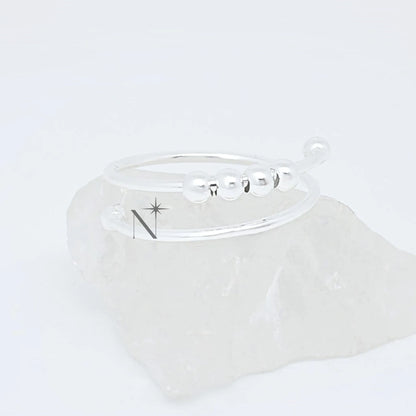 S925 WAVE BEAD RING