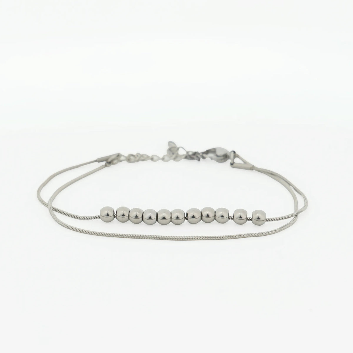 Zilveren Bead fidget armband van RVS met beweegbare kralen, minimalistisch en rustgevend – Luminora