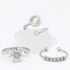 Blissfull Bundel met Solar Ring, Opal Ring en Bead Ring van stainless steel – fidget ring set van Luminora