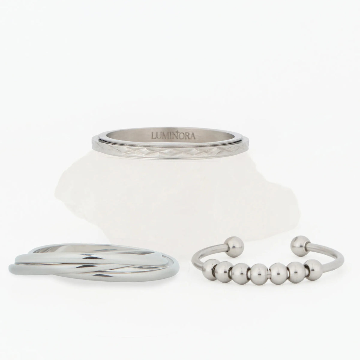 Harmony Bundel fidget ring set in zilver op steen voor rust en balans