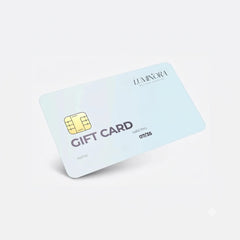Luminora giftcard voor wellness sieraden en fidget ringen, lichtblauwe cadeaubon met chip, perfect cadeau voor rust en balans