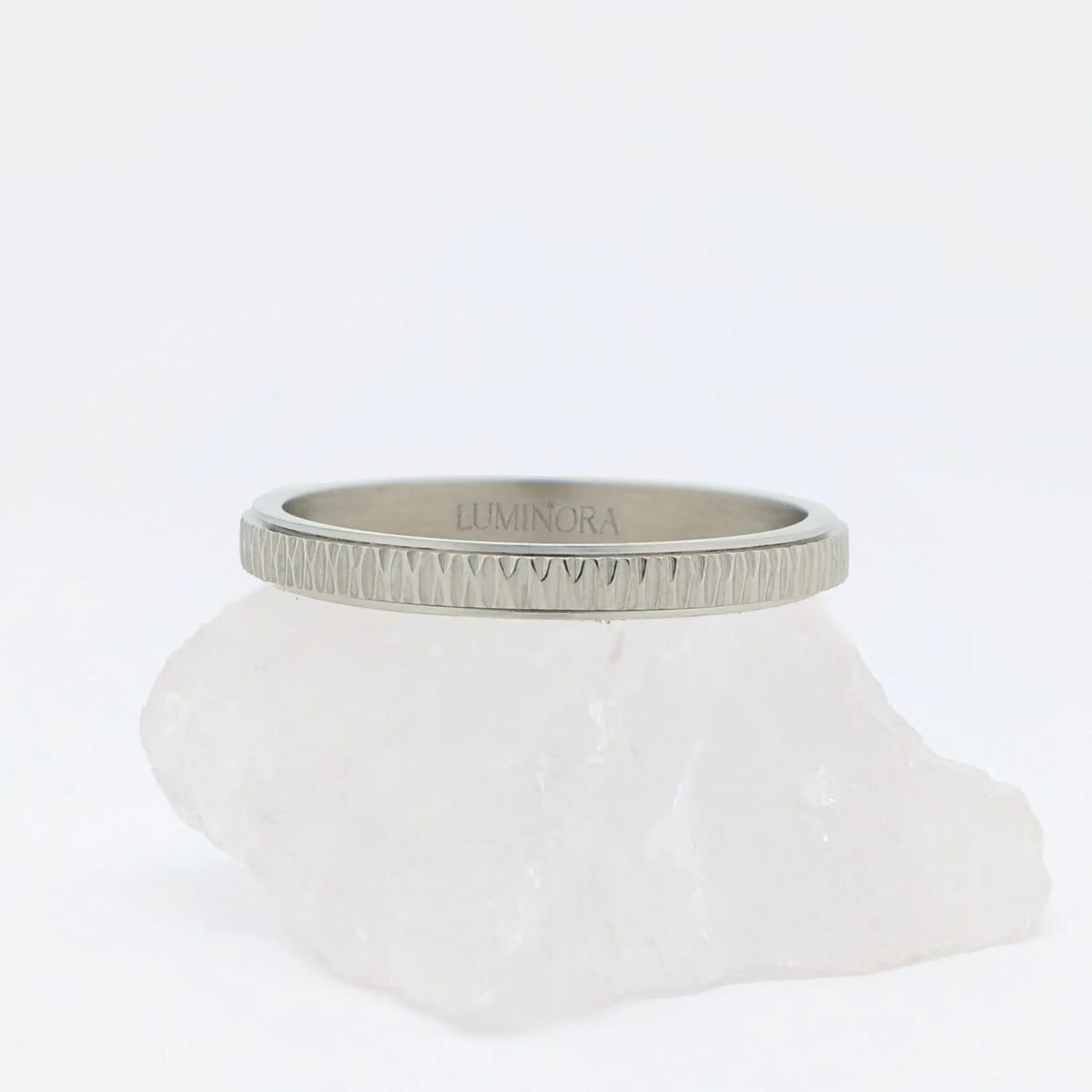 Mello fidget ring in zilver van stainless steel met subtiel patroon – Luminora