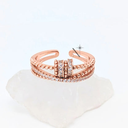 Luminora S925 Serenity Ring Roségoud - Fidget Ring gemaakt van Sterling 925 Zilver met kralen