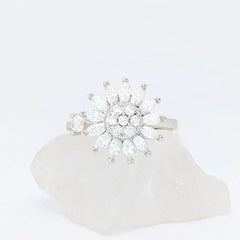 Sunflower fidget ring in zilver met draaibare zonnebloem voor ontspanning